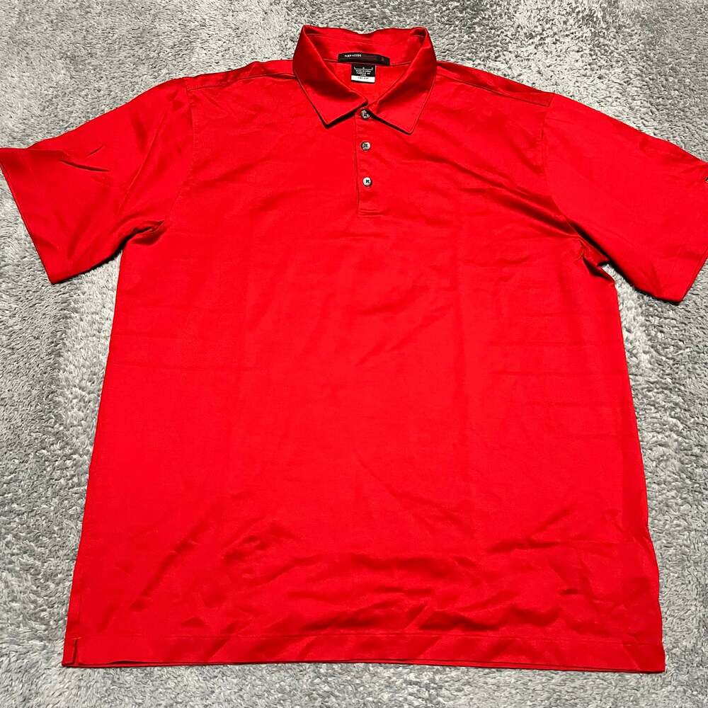 Tiger Woods Polo Shirt Mens Large Red Golf Performance Dri Fit